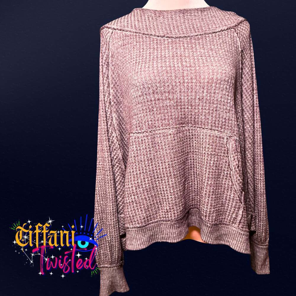 Waffle Knit Open-Back Hoodie – Size M – NWOT / Excellent Condition
